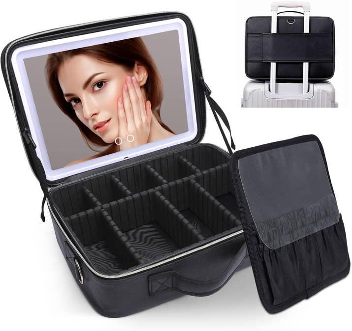 MALETA MAQUILLAJE CON ESPEJO LED